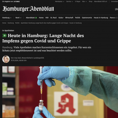 Artikel Hamburger Abendblatt - Lange Nacht des Impfens